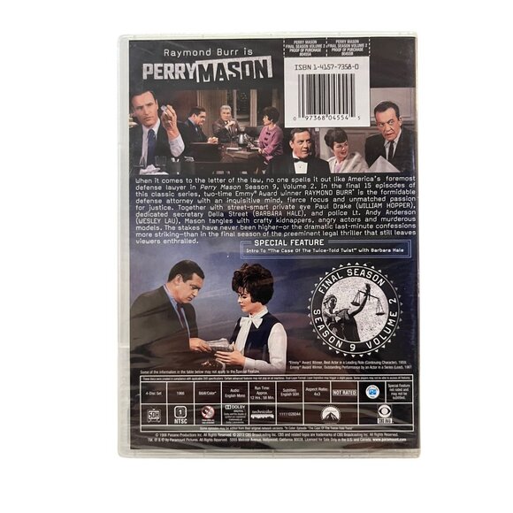 Perry Mason Final Season 9 Vol 2 DVD NEW Sealed Raymond Burr Drama Crime TV - Picture 2 of 4